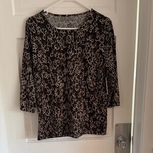 Croft & Barrow Brown and Black Patterned Long Sleeve Top